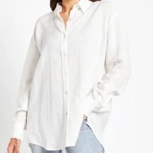 NIA Linen-Blend Button-Up Shirt